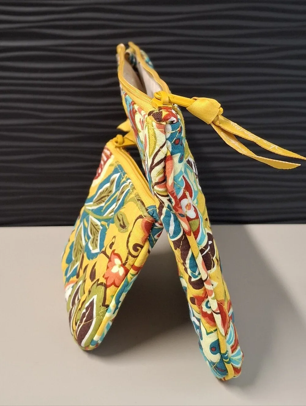 Vera Bradley Bags/Cosmetic Clutches Lot Of 2 Chandelier Floral Yellow